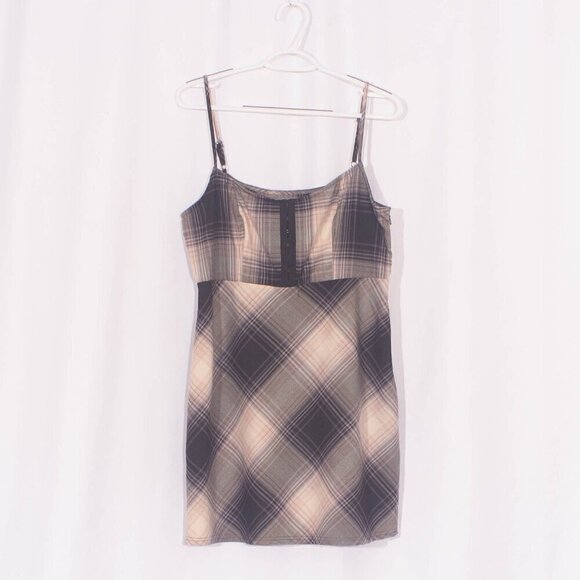 URBAN OUTFITTERS Keya Plaid Mini Dress Size L - Picture 4 of 7